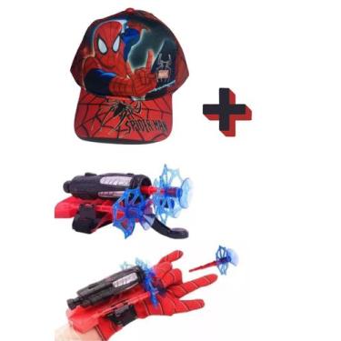 Imagem de Kit Boné Infantil Luva Lançador Homem Aranha Teia Spider Man