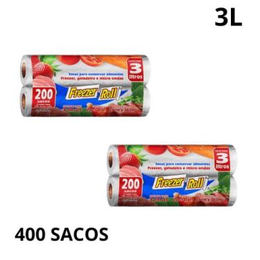 Imagem de Kit 2 pack saco freezer 3 litros dover roll 2 rolos com 100 unidades c