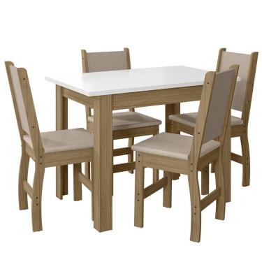 Imagem de Kit Mesa De Jantar Bellagio 108x68 Cm Com 4 Cadeiras Clara Carvalho/off White/savana