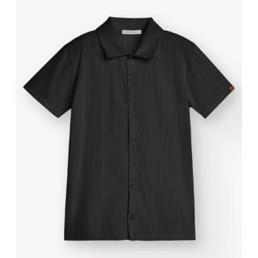 Imagem de Camisa Tecido Listras Menino Trick Nick Preto, 14, Preto