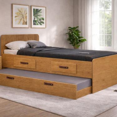 Imagem de Cama Solteiro com Gaveta e Cama Auxiliar Cindy Freijó