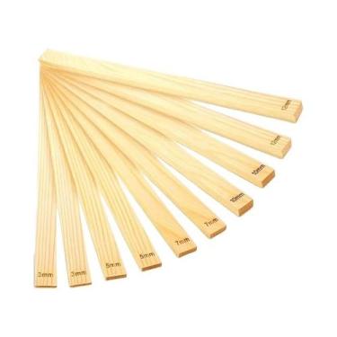Imagem de Kit De 10 Guias De Madeira Para Rolo De Massa, Tiras De Espessura Para