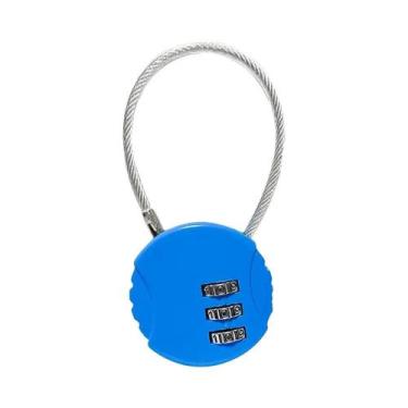 Imagem de Cadeado De Combinação De Três Dígitos Com Cabo De Aço Redondo Para Mal