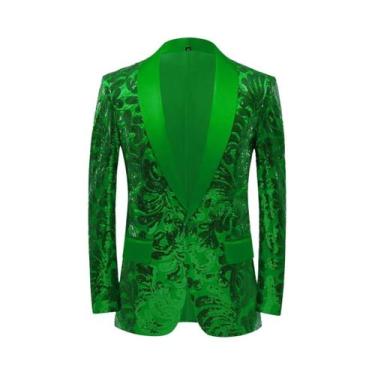 Imagem de Blazer Masculino Slim Fit Verde Com Lantejoulas, Alta Qualidade, Moda 