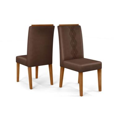 Imagem de Kit 2 Cadeiras Para Sala De Jantar Yasmin D04 Freijó-veludo Moca - Mpozenato