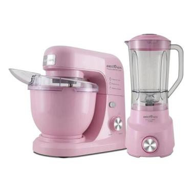 Imagem de Kit Cozinha Liquidificador 1050w + Batedeira 700w Britânia Rosa 127v, 