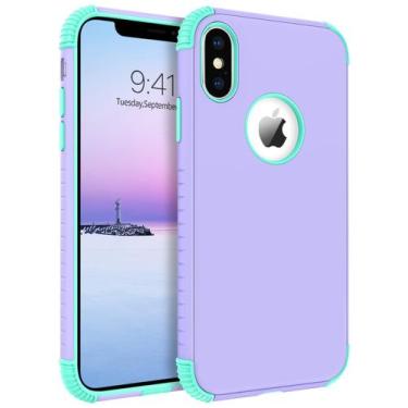 Imagem de Capa de telefone BENTOBEN para iPhone Xs Max 6,5" roxa/menta