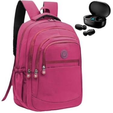 Imagem de Kit Mochila Feminina Escolar Grande Viagem Passeio + Fone Bluetooth Sem Fio-Feminino
