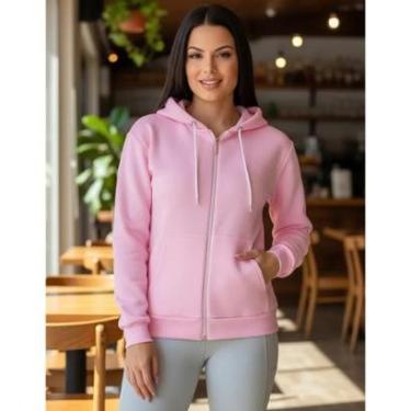 Imagem de Blusa Feminina Esportiva Moleton Flanelado Blusa De Capuz Com Ziper Moletom Quentinho G...