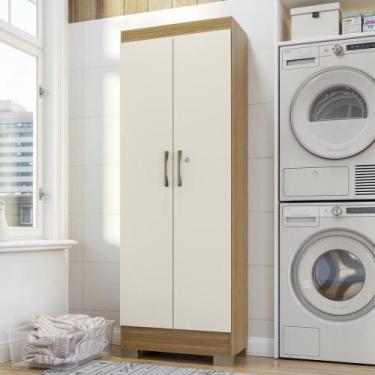 Imagem de Armário Sapateira Multiuso 2 Portas com Chave Essencial - MDE, Freijó/