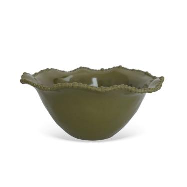 Imagem de Bowl em Melamina com Borda em Relevo para Servir Saladas Frutas e Sobremesas Verde BTC Decor