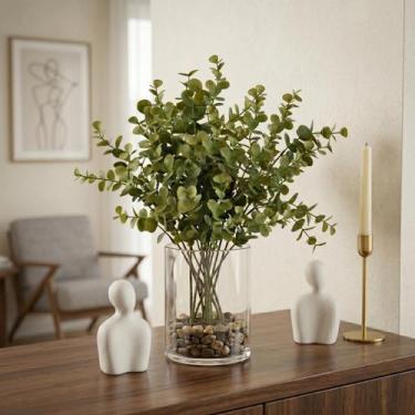 Imagem de Kit 6 Ramos Artificiais de Eucalipto 40cm  Folhagem para Vasos, Jardin