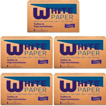 Imagem de Kit 5 Papel Toalha White Paper 2 Dobras 23X21Cm 1000 Luxo