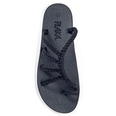 Imagem de Virar Plaka Relief Flops para Mulheres com o apoio do arco | Confortáveis ​​Sandálias para as Mulheres | Perfeito para a praia, longas caminhadas ou piscina | Reduz Heel & Back Pain | preto | tamanho 7