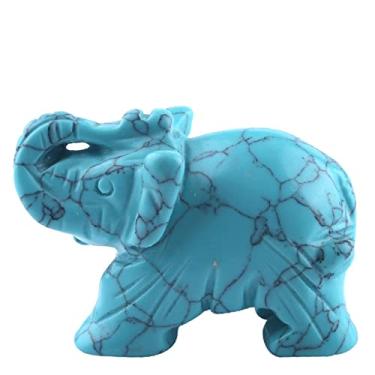 Imagem de Cristal Natural Rosa Quartzo Elefante Ametista Obsidiana Animais Pedra Artesanato Pequena Decoração Kawaii Estatueta Decoração do Quarto, 3,81 cm, Turquesa