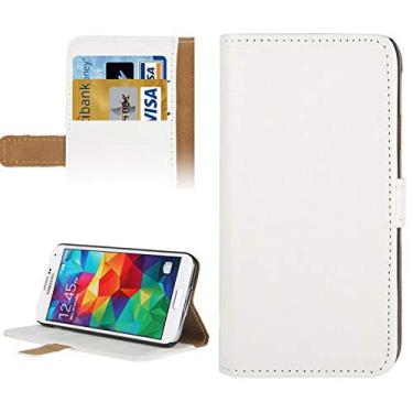 Imagem de LIYONG Capa para celular Capa de couro com textura de cavalo louco com compartimento para cartão de crédito e suporte para Galaxy S5/G900 (vermelho) Bolsas Mangas (Cor: Branco)