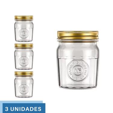 Imagem de 3 Pote Americano Mantimento Café Vidro Vintage 500ml Nadir