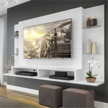 Imagem de Painel com Suporte TV 60" e Prateleiras Vidro Nairóbi Multimóveis