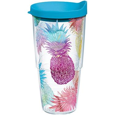 Imagem de Tervis Aquarela Abacaxis Feito nos EUA Copo de Parede Dupla Isolado Copo de Viagem Mantém Bebidas Frias e Quentes, 680 g, Clássico