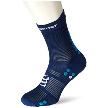 Imagem de Meia de compressão p/corrida cano médio - Run High V4.0 - COMPRESSPORT (T2, Azul)