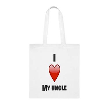 Imagem de Sacola I Love My Uncle (Eu amo meu tio) , presente para tio, bolsa de ombro tio, bolsas reutilizáveis para tio, presente para tio da filha favorita, filho e crianças, Branco