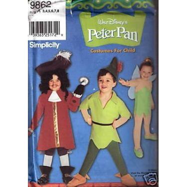 Imagem de Simplicity Disney Peter Pan Costume Sewing Pattern 9862. Kids Sizes 3;4;5;6;7;8 Captain Hook; Peter Pan; & Tinker Bell.