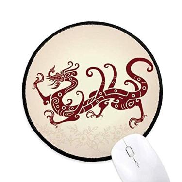 Imagem de DIYthinker Mouse pad retrato animal dragão chinês desktop escritório tapete redondo para computador