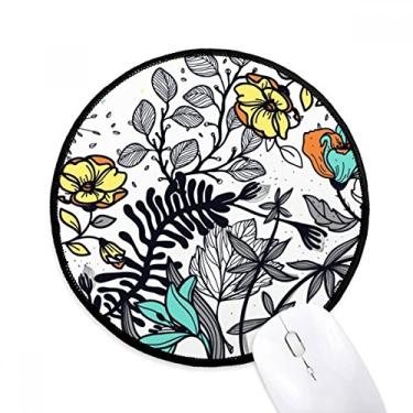 Imagem de DIYthinker Arte Moderna Camélia Flores Plantas Desenho Mouse Pad Desktop Escritório Tapete Redondo para Computador