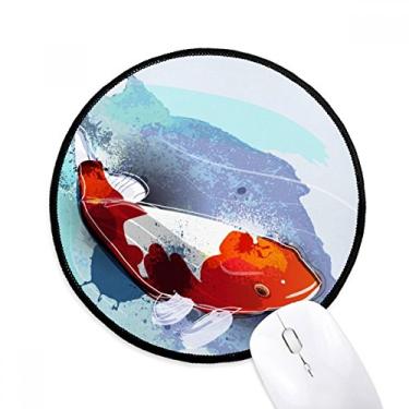 Imagem de DIYthinker Tapete de mouse japonês Koi Fish estilo aquarela desktop escritório tapete redondo para computador