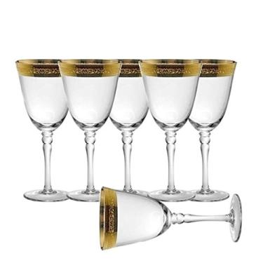 Imagem de Conjunto De Taças Para Vinho Branco Com Detalhe Dourado - 6 Pcs