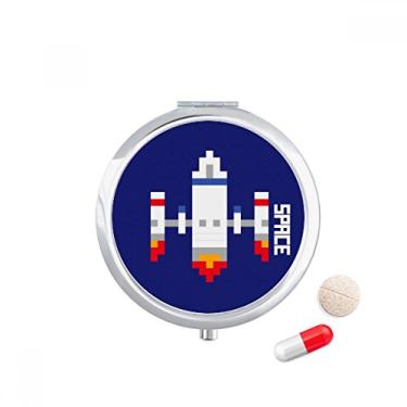 Imagem de Porta-comprimidos de pixel Space Ship Rocket Take Off Universe Caixa de armazenamento de remédios