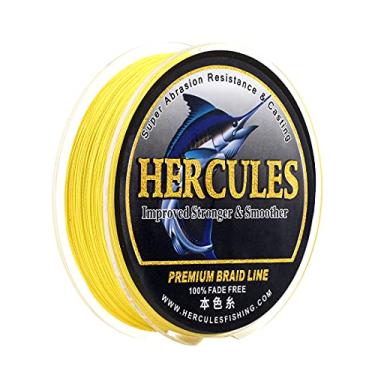 Imagem de HERCULES Linha de pesca trançada, não desbota, 109 Jardas Linhas de PE, 4 fios Linha de peixe multifilamento, 90 Libra Teste para água salgada e água doce, Amarelo, 90 Libra, 100m