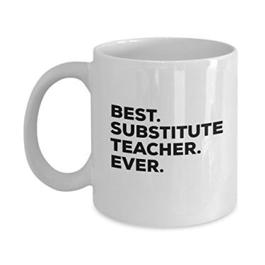 Imagem de Presentes para professores substitutos – Caneca de melhor substituto para professores de todos os tempos – Copo de café – Conjunto de caixa de cesta de presente – Ensino fundamental do ensino médio
