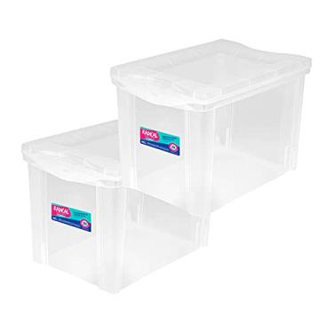 Imagem de Kit 2 Caixa Organizadora Grande com Trava Cristal 30 Litros