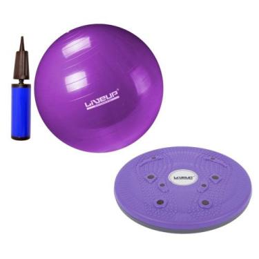 Imagem de Kit Bola Suica 55 Cm + Bomba + Disco Magnetic Trimmer 25cm Yoga E Pila