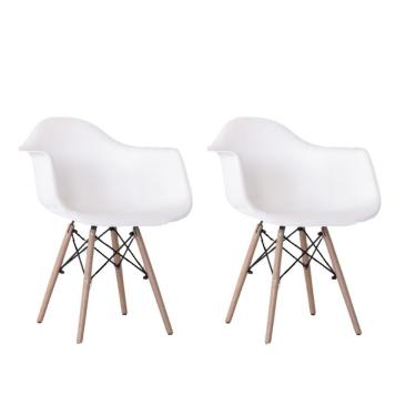 Imagem de Kit 2 Cadeiras Charles Eames Com Braço Branca