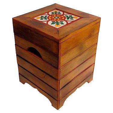 Imagem de Banco Madeira Volpi Baú Com Ladrilho Hidráulico (B2)