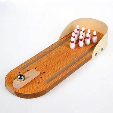 Imagem de Tempaky ni Jogo de boliche para mesa Conjunto de boliche para crianças Jogos de esportes em casa para festa em casa de madeira