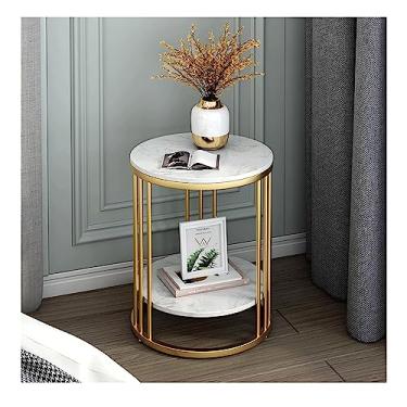 Mesas de cabeceira de mármore luxuosas modernas com mesa de cabeceira  redonda de 2 gavetas para