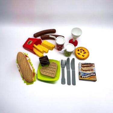 Imagem de Kit Brinquedos Conjuntos Lanchonetes Hambúrguer e Fast Food - 15 Peças para brincar!