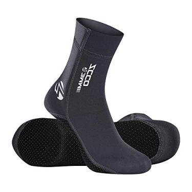 Imagem de Meias de neoprene para mergulho, mergulho, mergulho, roupa de mergulho, botas de nadar para homens, mulheres, crianças, bota de surf de 3 mm, botas de surfe, meias de praia, meias térmicas flexíveis, antiderrapantes para nadar, nadar, velejar, 3mm Grey, XX-Small