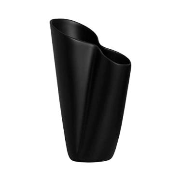 Imagem de Vaso Decorativo de Mesa de Cerâmica Preto Fosco Antúrios Grande