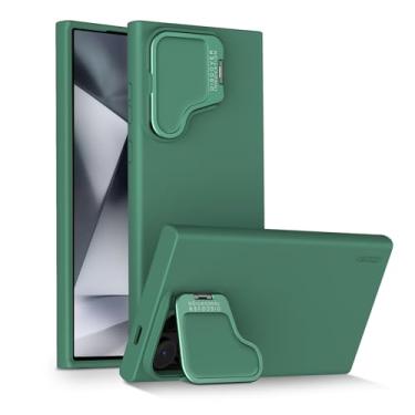 Imagem de Nillkin Capa para Samsung Galaxy S24 Ultra, capa de silicone com capa para câmera, suporte de câmera embutido, capa protetora à prova de choque de 6,8 polegadas, verde alpino