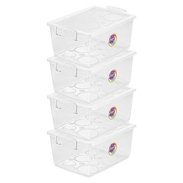 Imagem de 4 Caixas Organizadoras Com Alça Trava Cristal 4L Bel Ordene