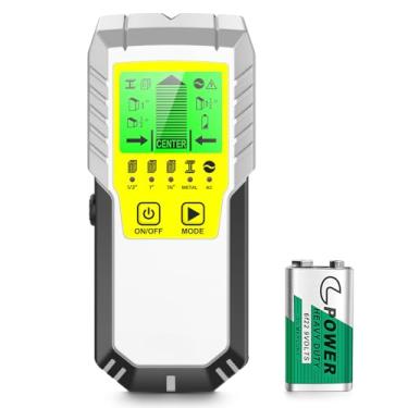 Imagem de Sensor de scanner de parede com sensor de pino 5 em 1, detector de parafuso prisioneiro, scanner de parede com visor LCD, localizadores de feixe para o centro e borda de metal de madeira AC para detecção de viga de tubo
