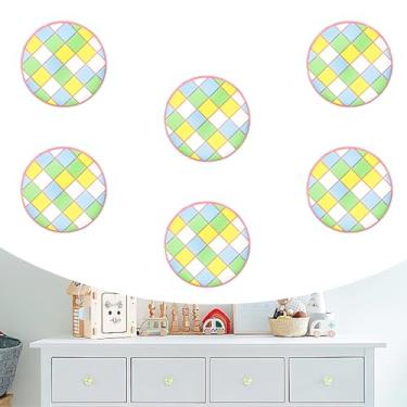 Imagem de CcHhyyt 6 pçs/conjunto de puxadores de borracha macia em forma de desenho animado puxadores de forma redonda para puxadores de gaveta para armários caixa organizadora estante (E, azul)