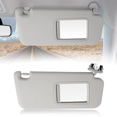 Imagem de Viseira de sol de carro adequada para Toyota RAV4 2006 2007 2008 2009 2010 2011 2012 2013‎ Viseira de sol com placa de cobertura de espelho Vanity para bloquear a luz solar 74320-42501-B2 74310-42452-B2 (cinza, lado direito do passageiro)