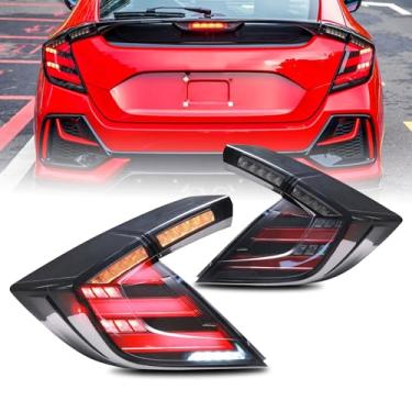 Imagem de HCmotion Luzes traseiras transparentes para Honda Civic 10ª geração Hatchback tipo R FK7 FK8 2016-2021 lâmpada traseira com sinal sequencial, animação de inicialização DRL, substituição de luzes