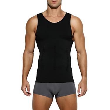 Imagem de Casey Kevin Camisa de compressão masculina sem manga ginecomastia camiseta de compressão modeladora corporal colete emagrecedor, A1-preto-ml2003, GG