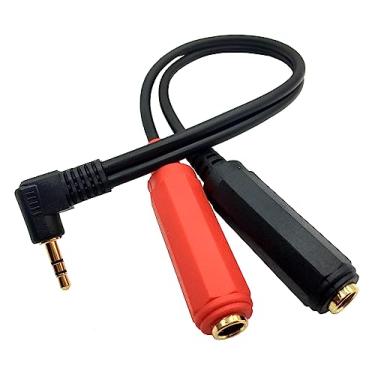 Imagem de Qaoquda Adaptador de fone de ouvido de 3,5 mm a 6,35 mm, cabo divisor de áudio de 1/8 a 1/4, ângulo de 90 graus 3,5 mm TRS estéreo fêmea para TRS estéreo fêmea de 1/10.2 cm 6,35 mm TRS macho plugue Y